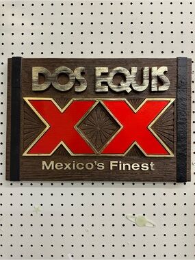 Vintage Dos Equis XX Mexico’s Finest Wooden Beer Bar Sign Wall Decor